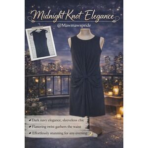 Bailey 44 Womens Dark Navy Blue Twist Front Sleeveless Sheath Dress Medium